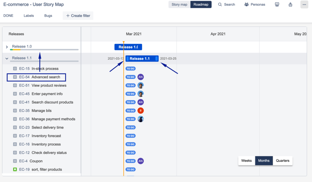 User story mapping for Jira