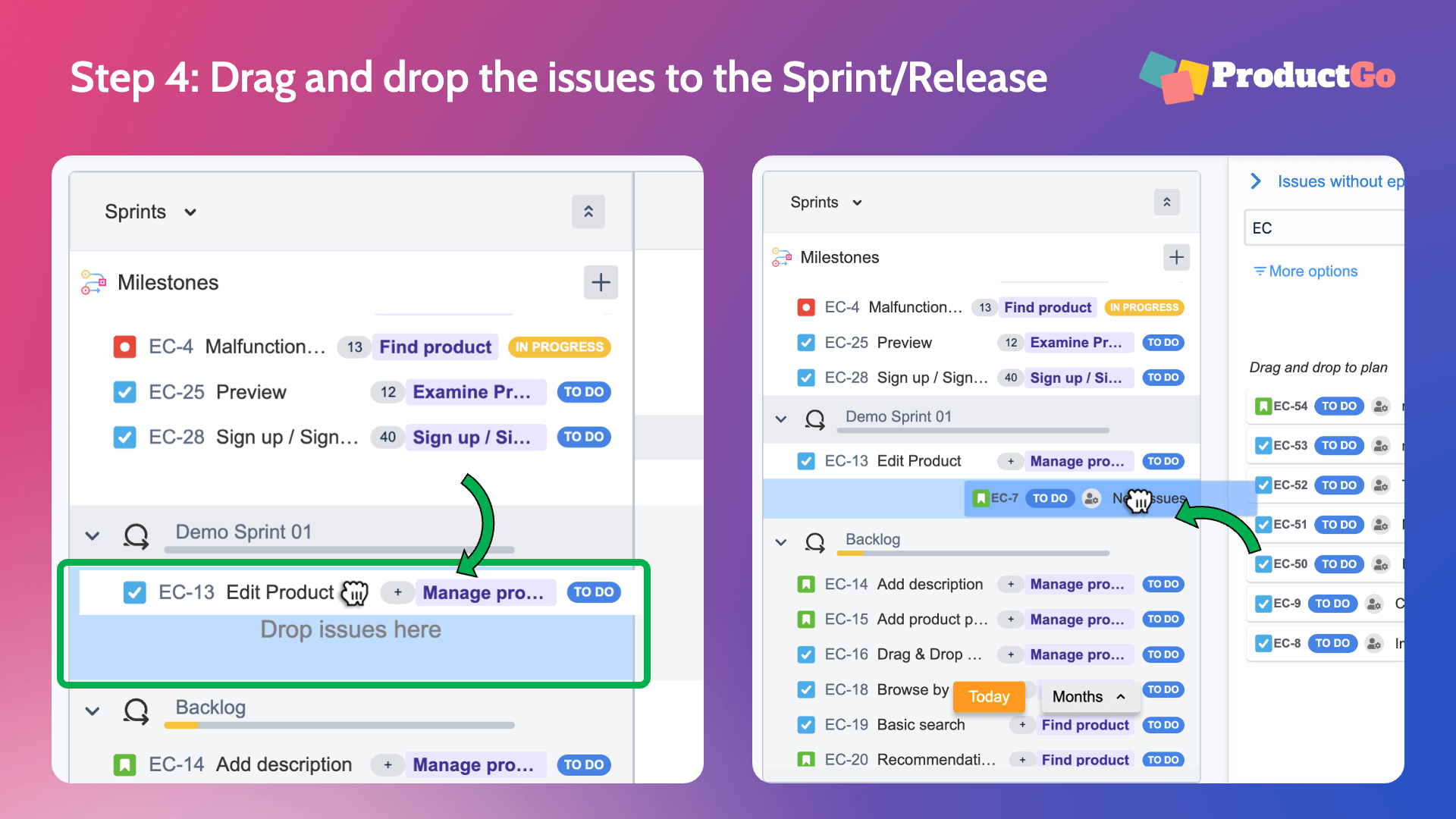 Slide4 Drag and drop the issues to the Sprint_Release