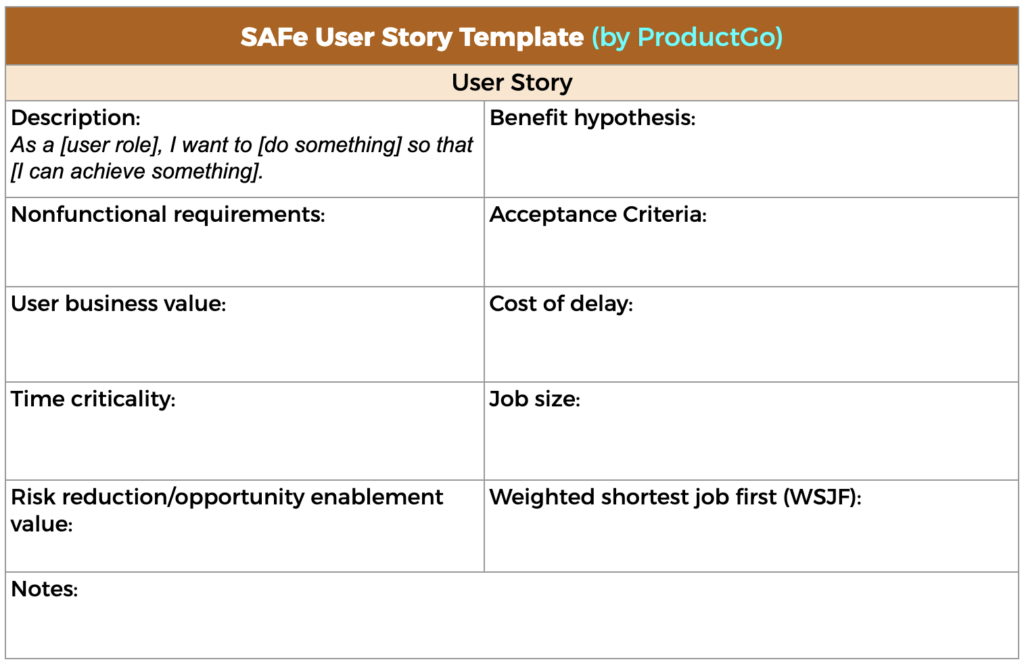 SAFe User Story Template