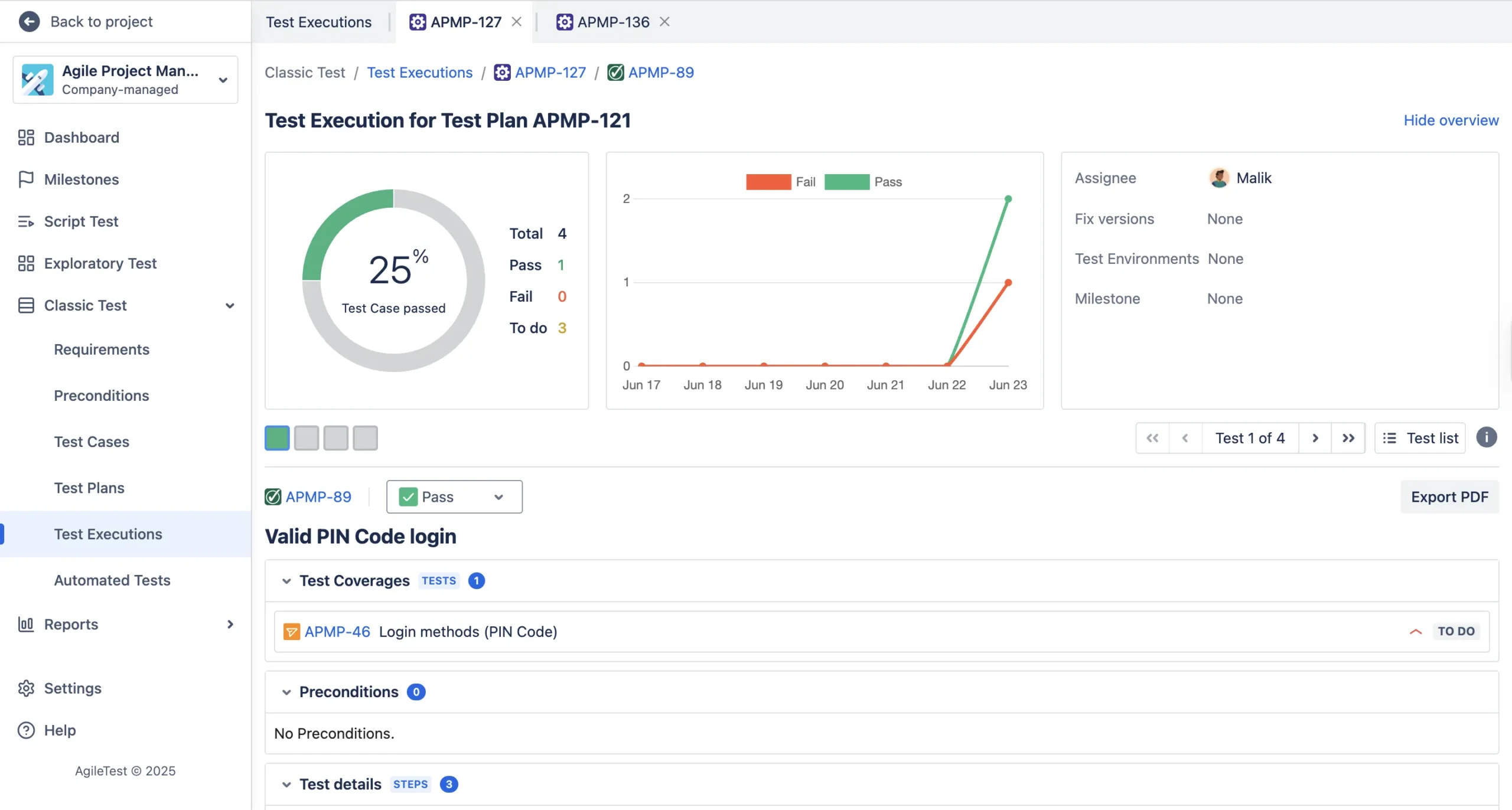 Test Execution in AgileTest